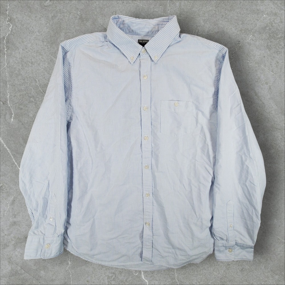 Todd Snyder Button Up Shirt Men XXL Blue White Pinstripe Seersucker Long Sleeve